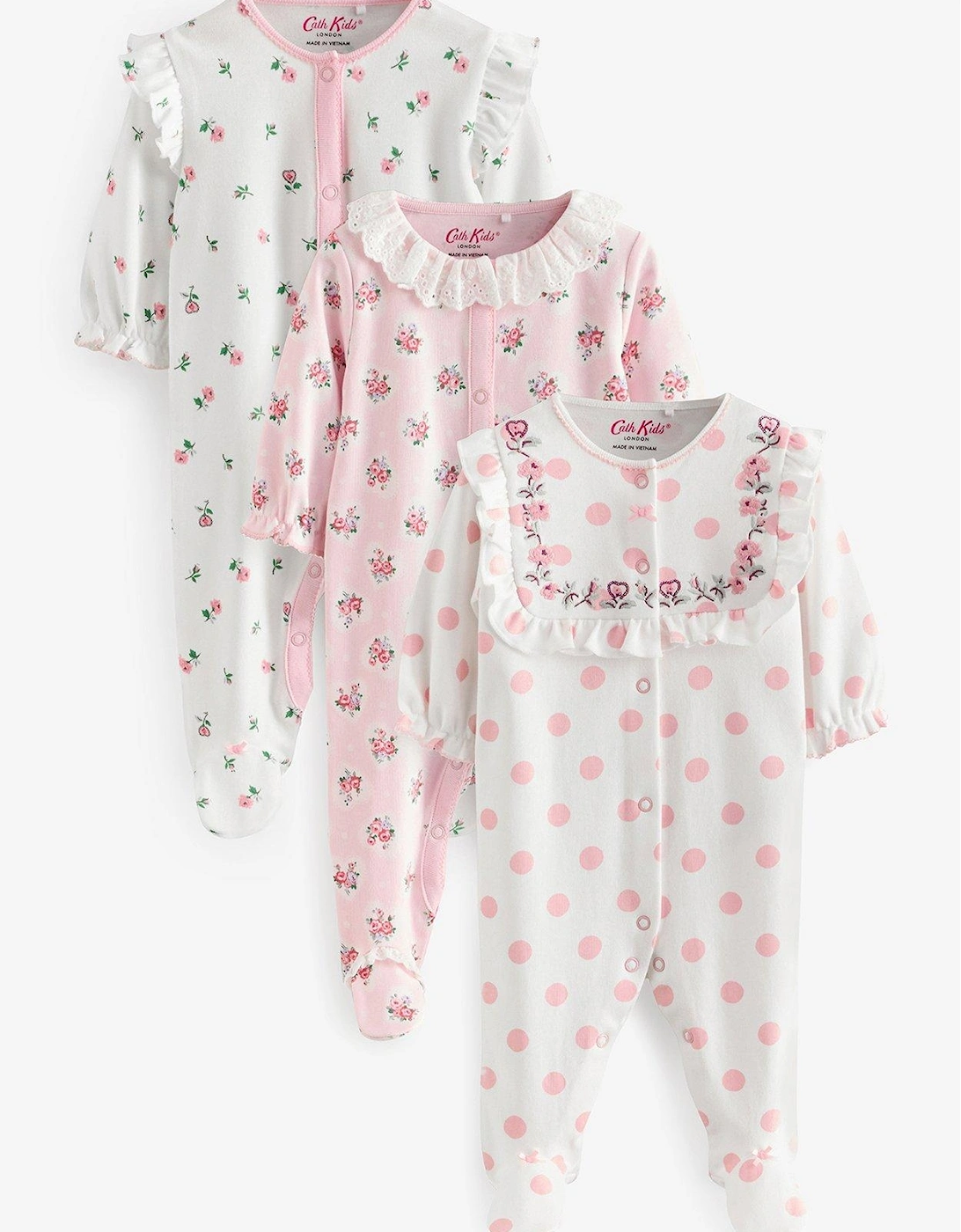 Pink Floral Baby 100% Cotton Sleepsuit, 2 of 1