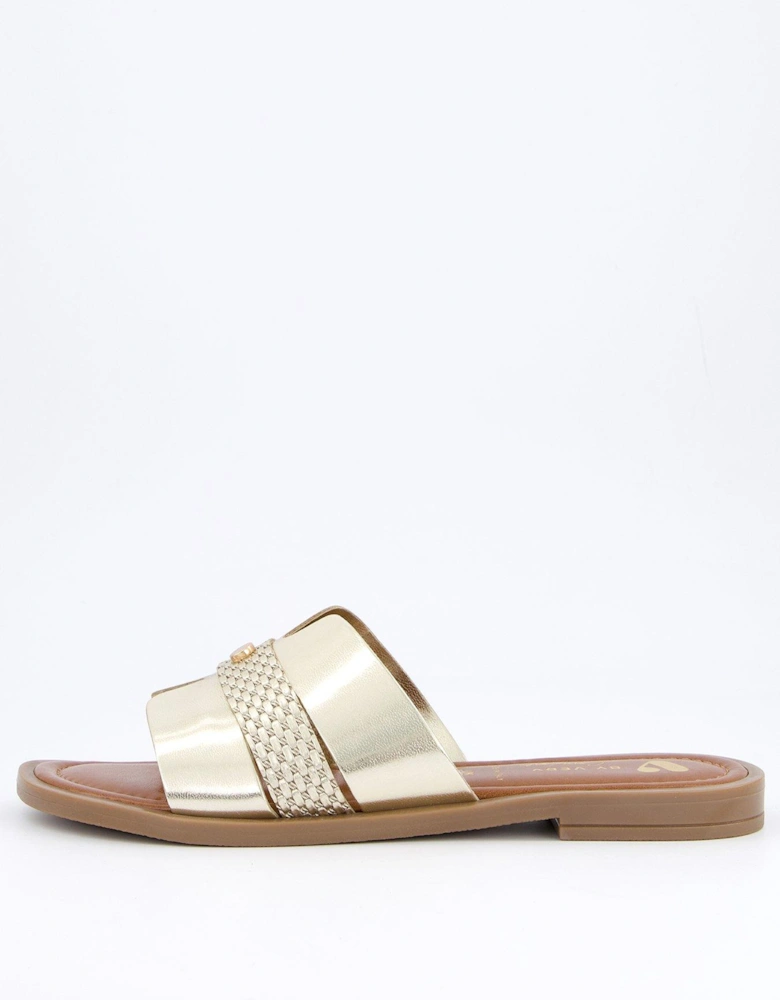 Wide Fit Comfort Sliders - Gold