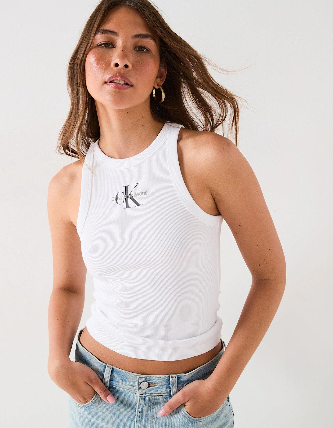 Logo Ribbed Tank Top - White, 2 of 1