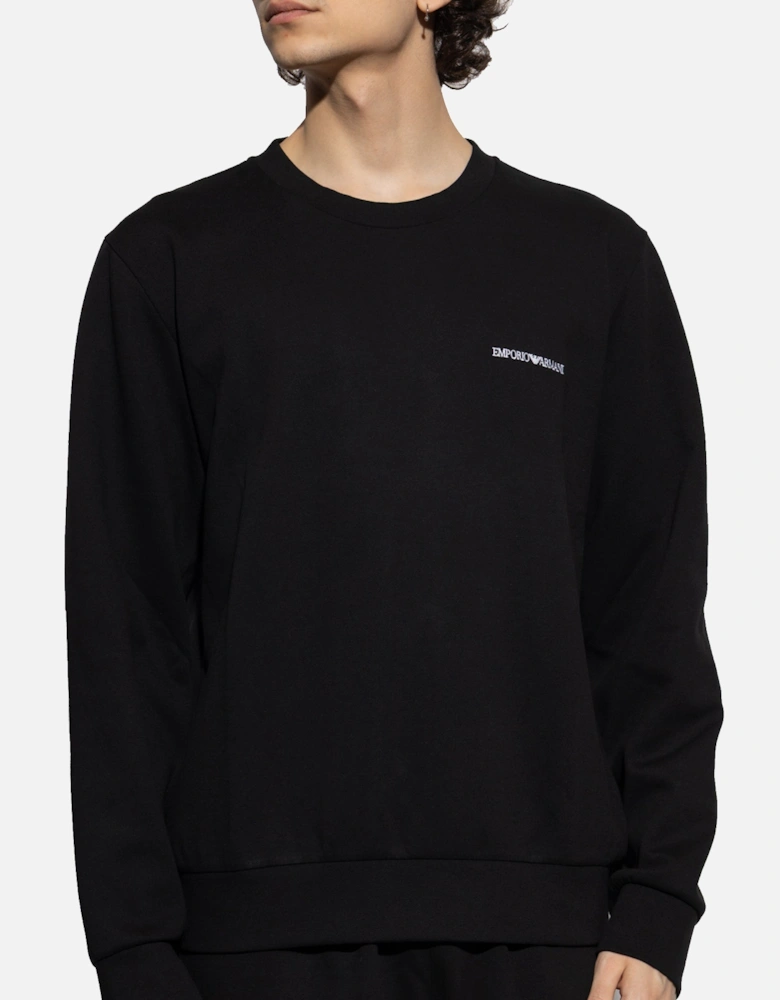 Embroidered Logo Lounge Sweatshirt Black