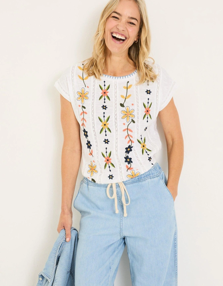 Ivy Embroidered T-Shirt - White