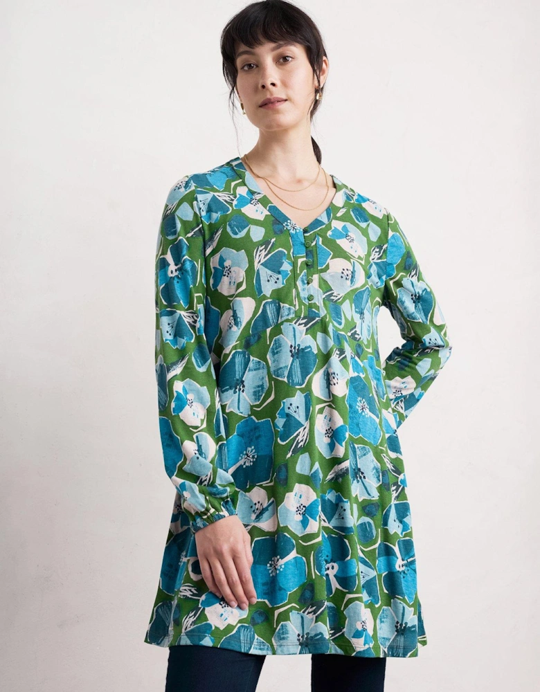 Peg Loom Tunic Paper Hellebores Forest Green