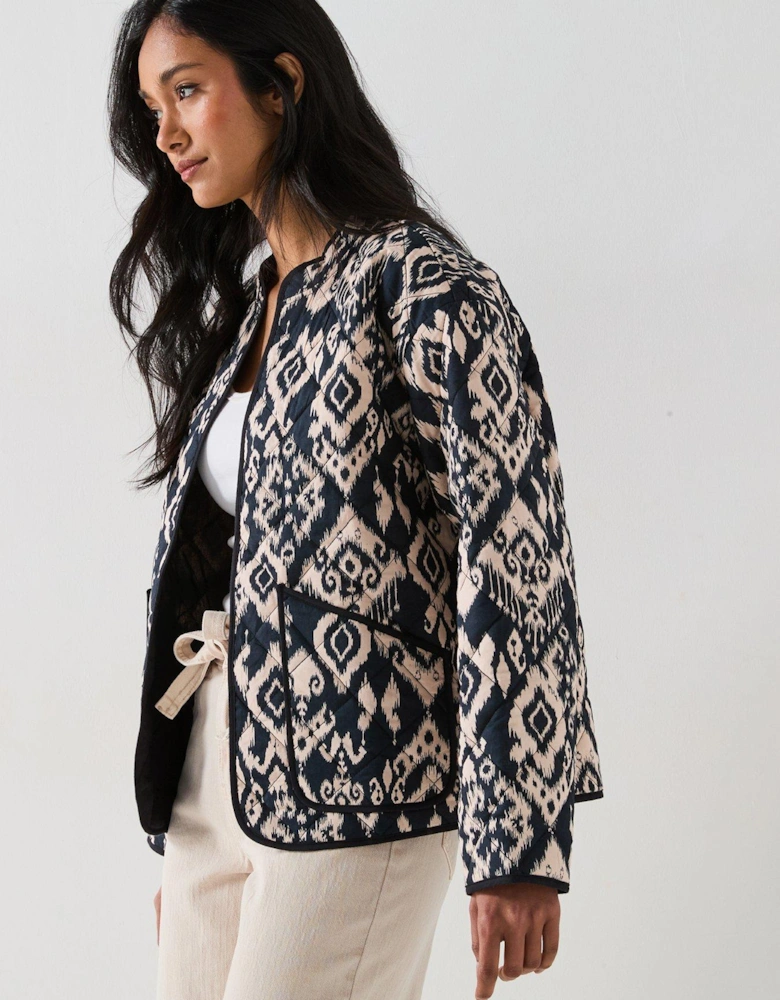 Printed Quilted Jacket - Black