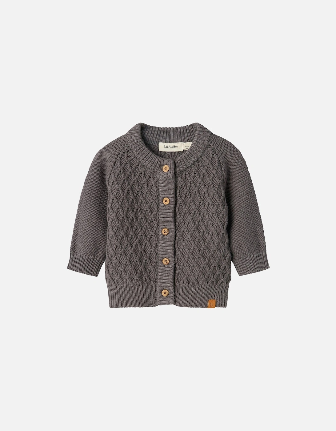 Baby Boys Knitted Cardigan - Pewter, 2 of 1