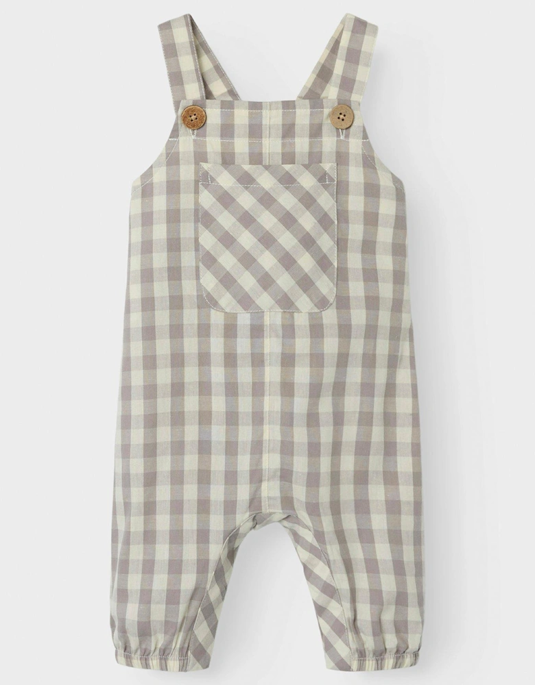 Baby Boys Gingham Dungarees - Vapor Blue