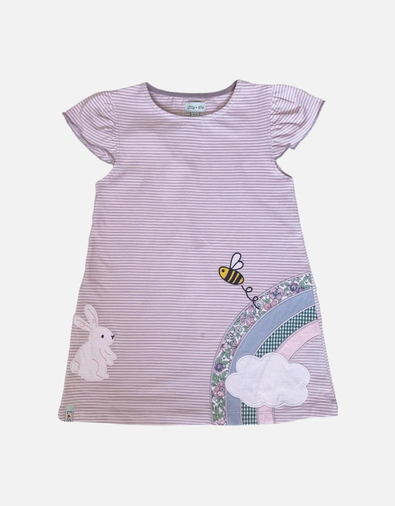 Girls Applique Bunny Dress - Stripe