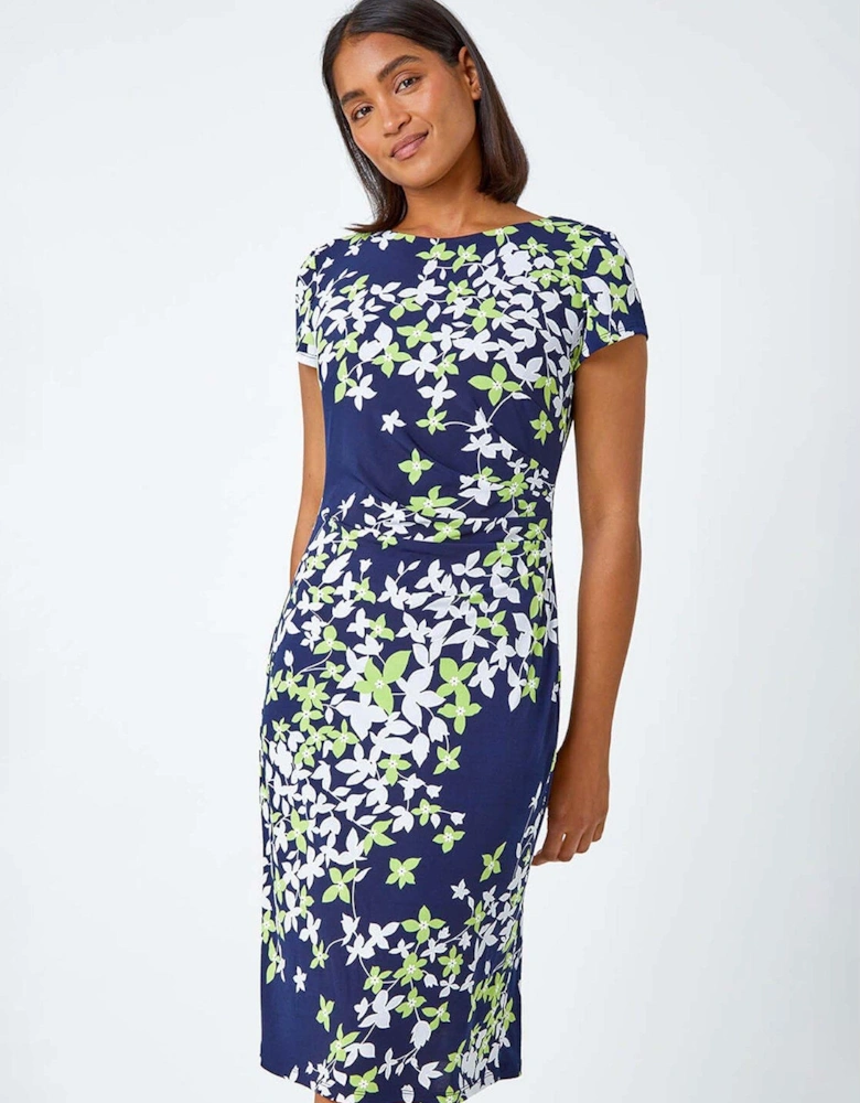 Floral Print Shift Stretch Dress