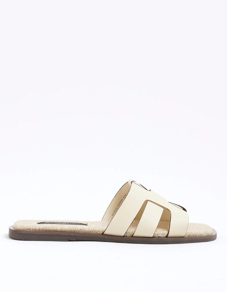 Weave Mule Flat Sandal - Beige