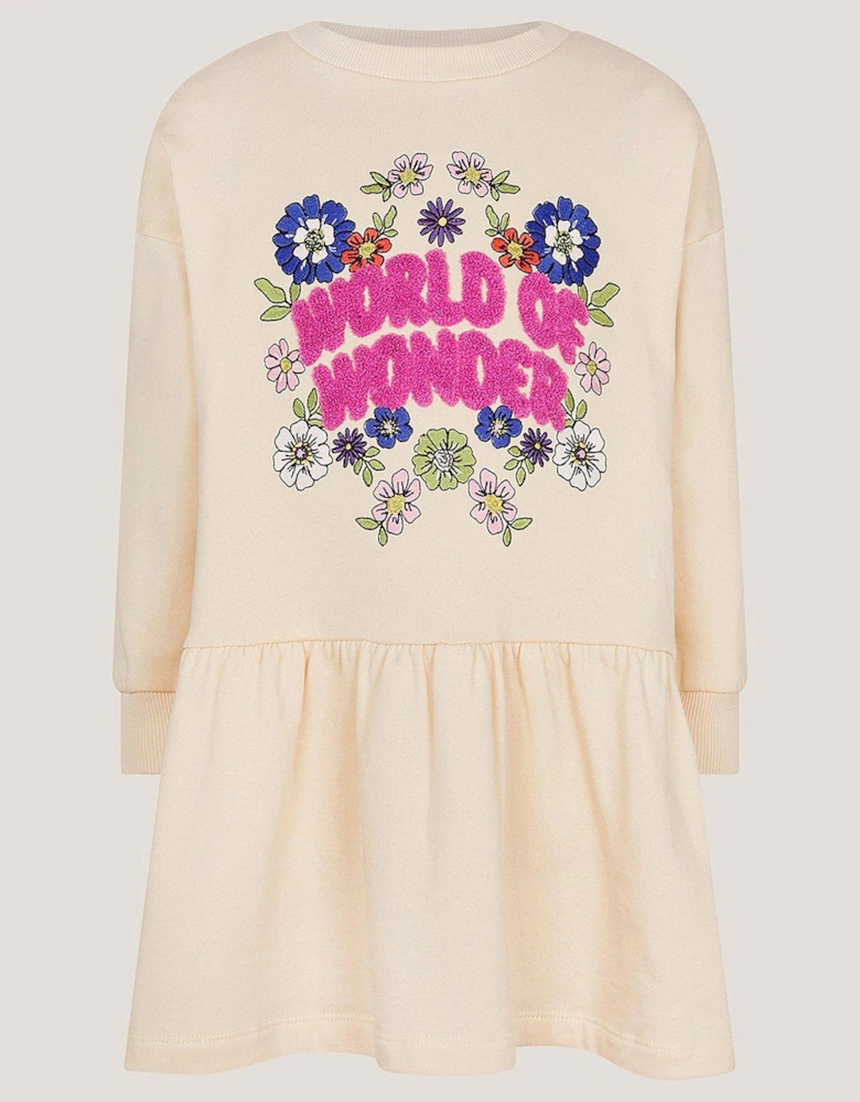 Girls World Of Wonder Sweat Dress - Cream