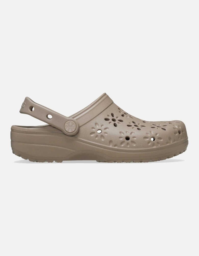 Classic Floral Cut Out Clog - Taupe