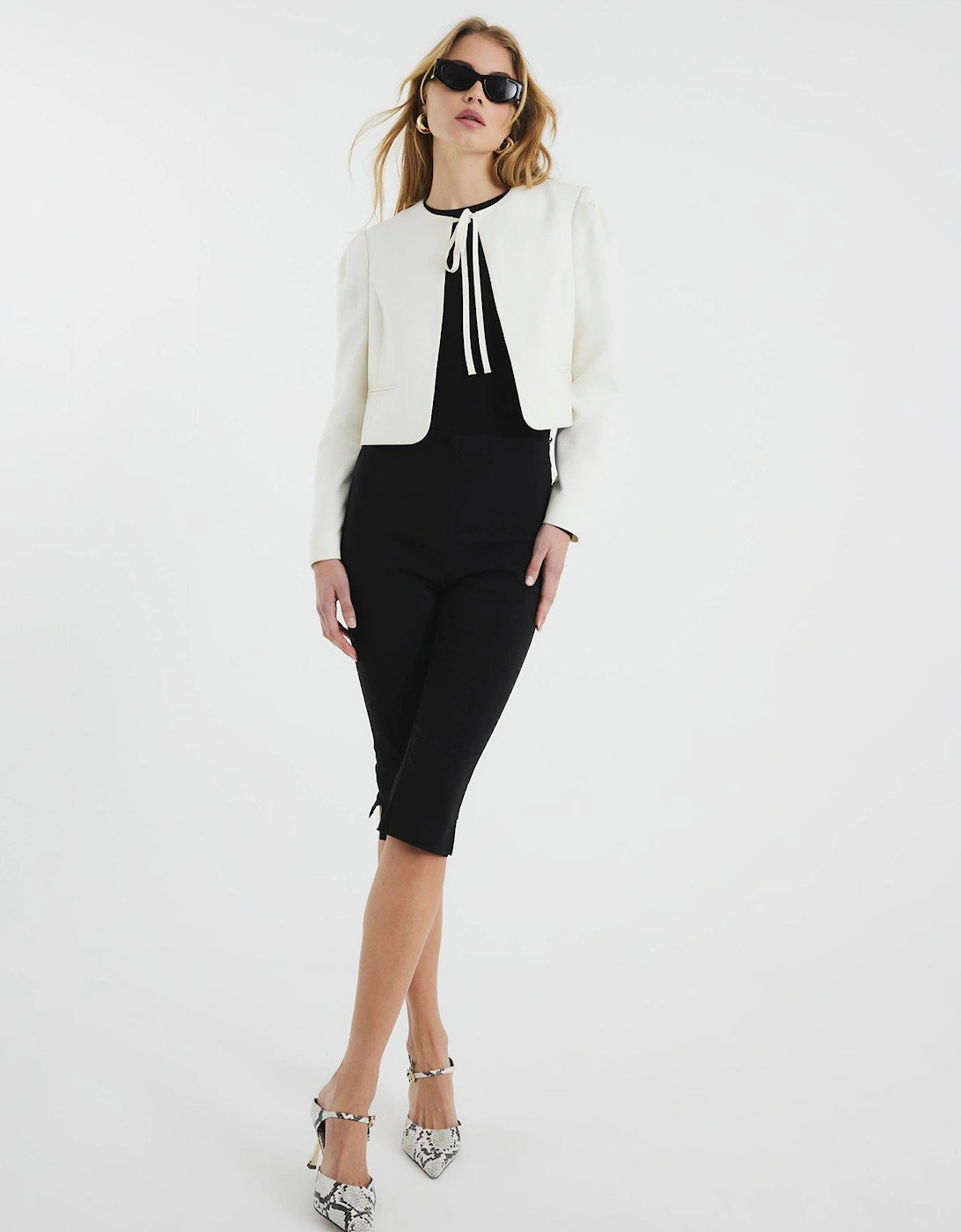 Tie Front Blazer - Cream, 2 of 1