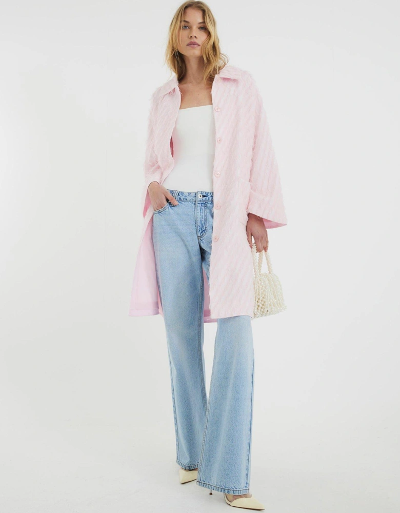 Feather Fringe Coat - Pink