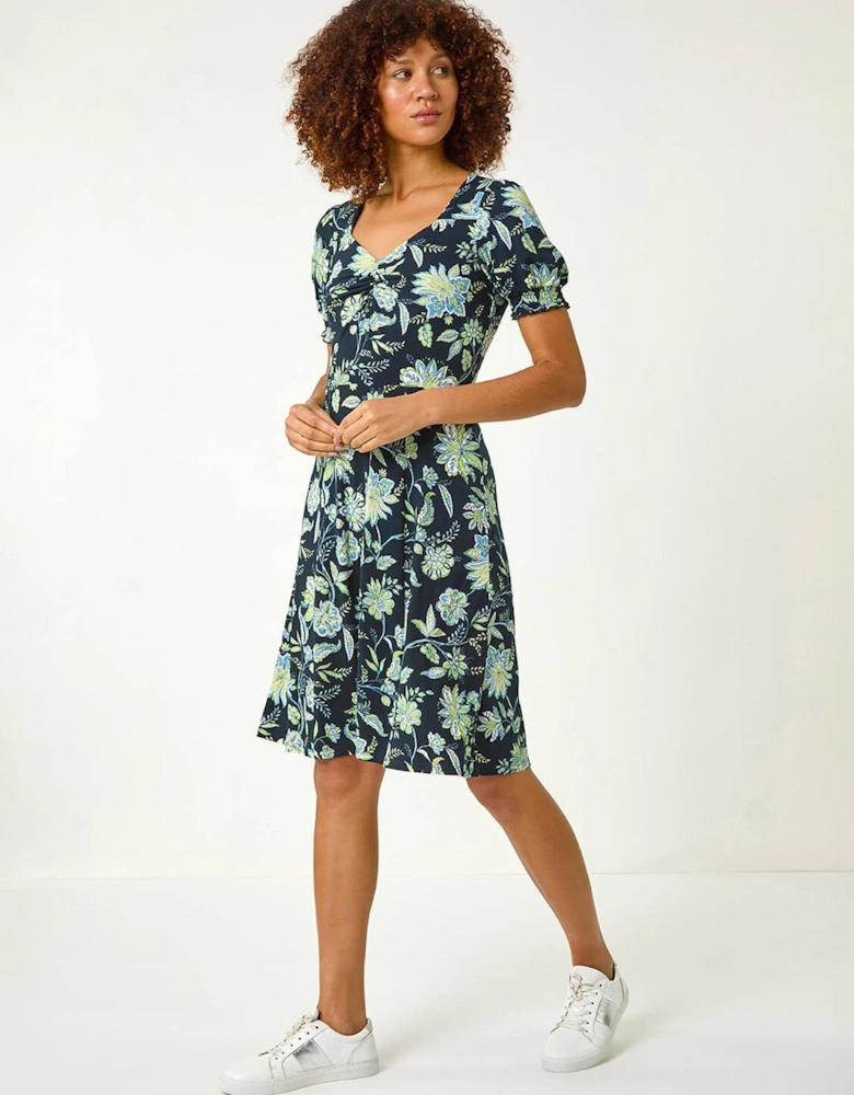 Floral Sweetheart Midi Dress - Lime