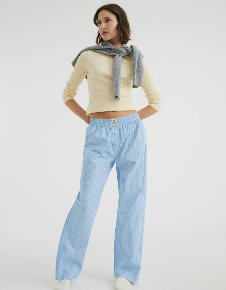 Stripe Woven Loungewear Trousers - Blue