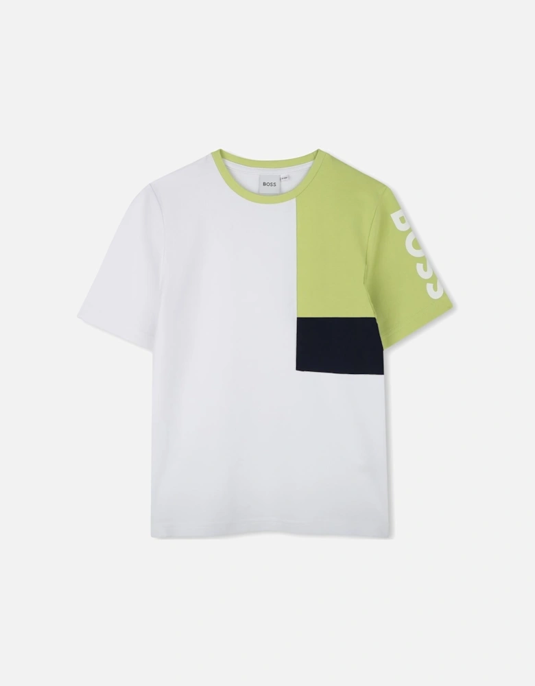 BOSS BOYS WHITE/GREEN T SHIRT J52040