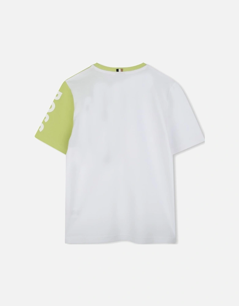 BOSS BOYS WHITE/GREEN T SHIRT J52040