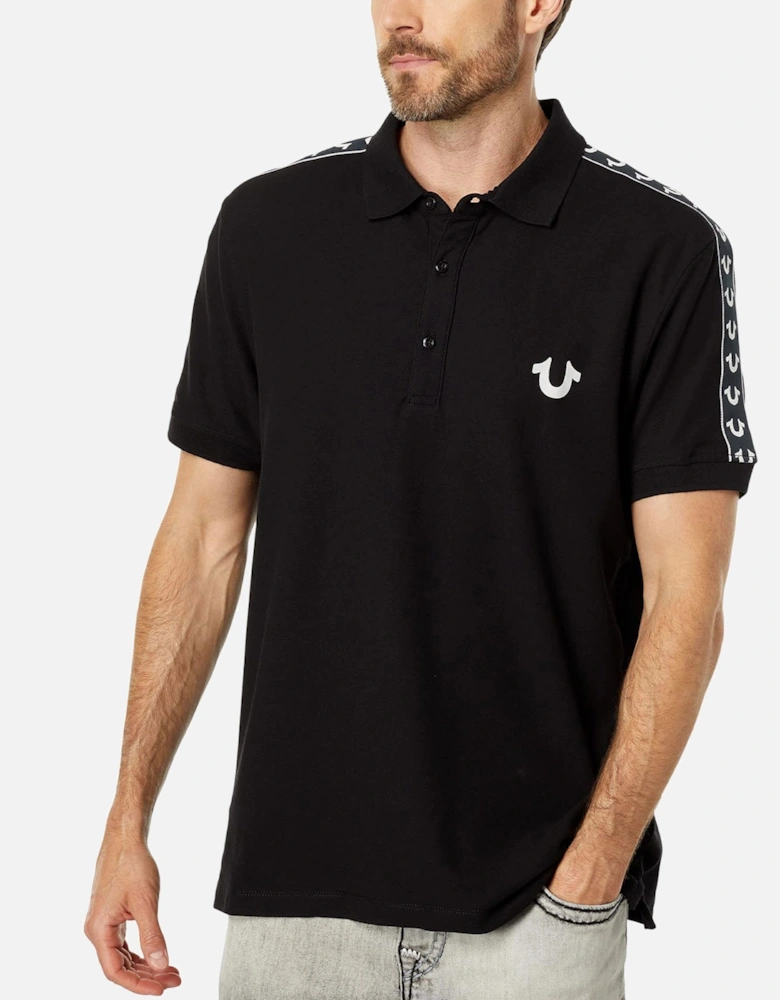 Mens Polo Shirt Relaxed Fit SS Damask Velour Pique Polo Shirts