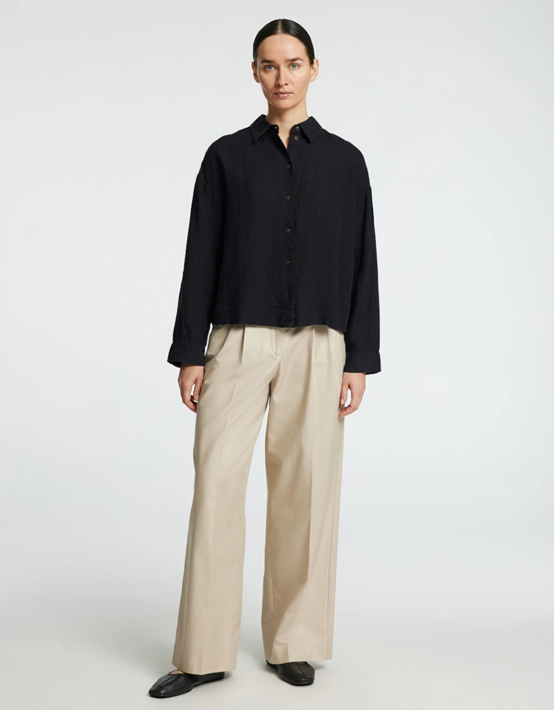 Femme Linnie Long Sleeve Linen Shirt Black