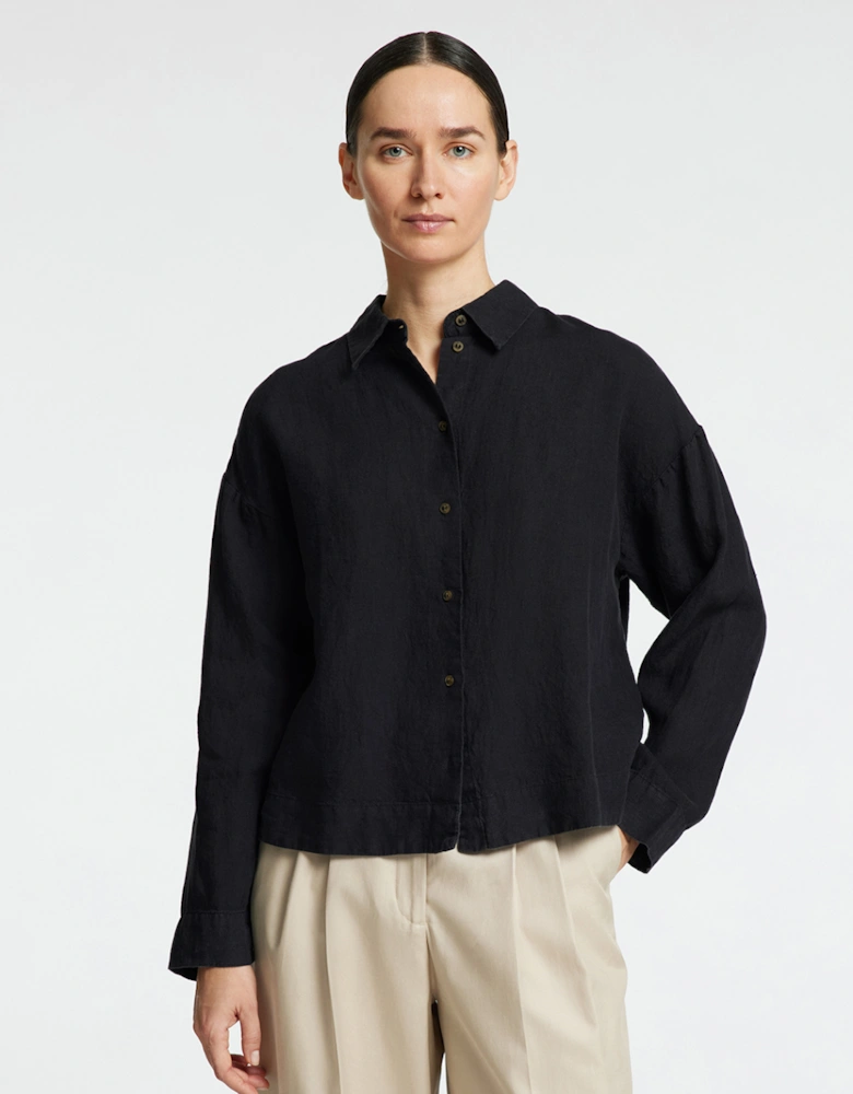 Femme Linnie Long Sleeve Linen Shirt Black