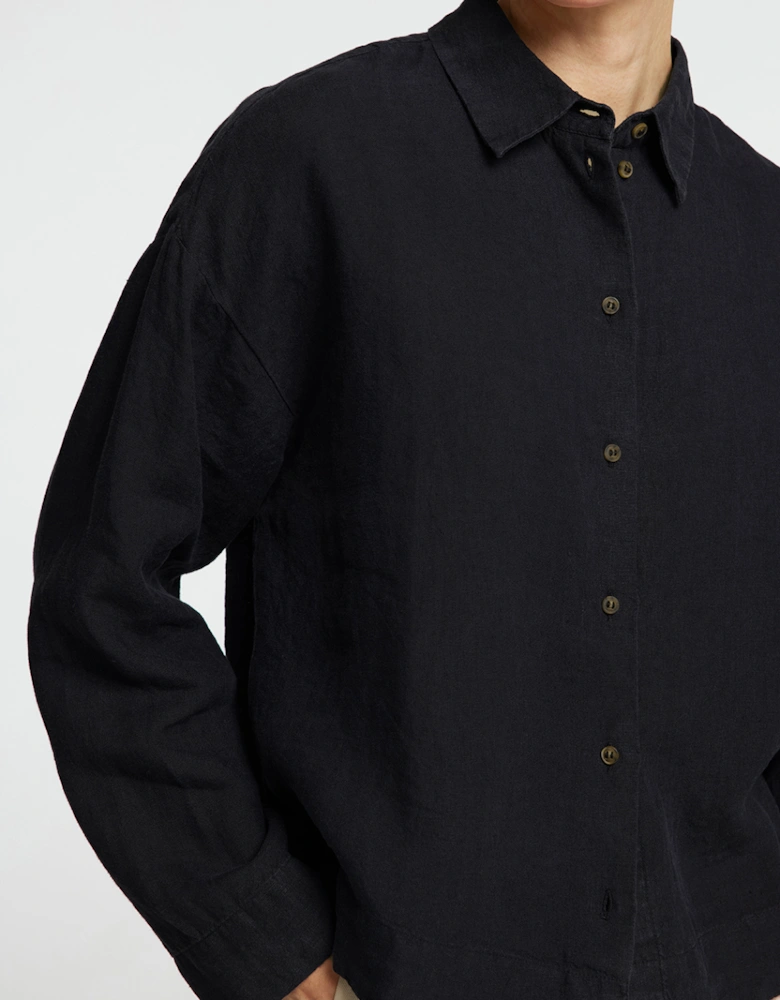 Femme Linnie Long Sleeve Linen Shirt Black