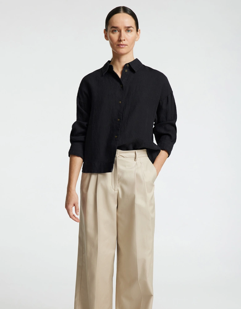 Femme Linnie Long Sleeve Linen Shirt Black