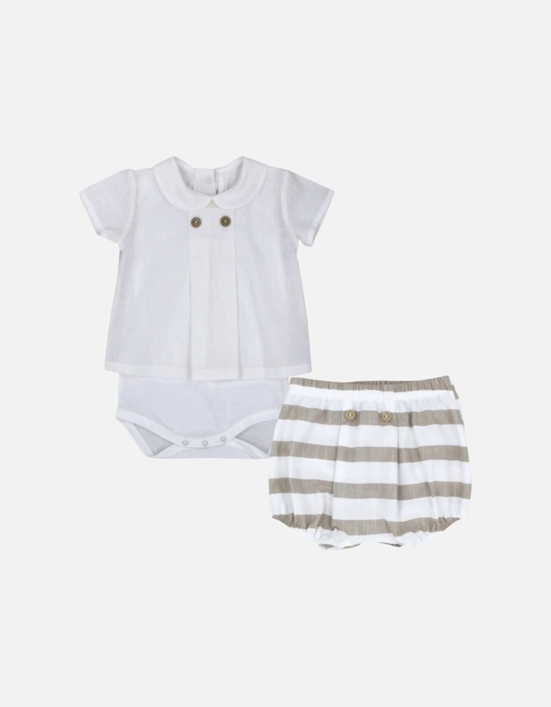 Boys Beige Stripe Jam Pant Set