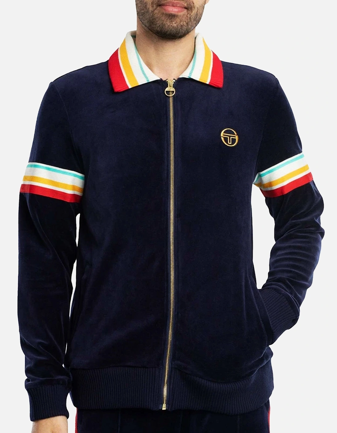 Slice Velour Track Top Jacket Maritime Blue/Gold