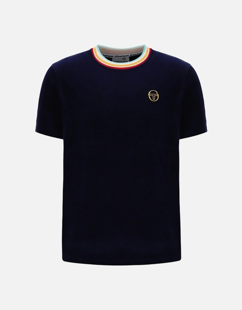 Slice Velour T-Shirt Maritime Blue/Gold