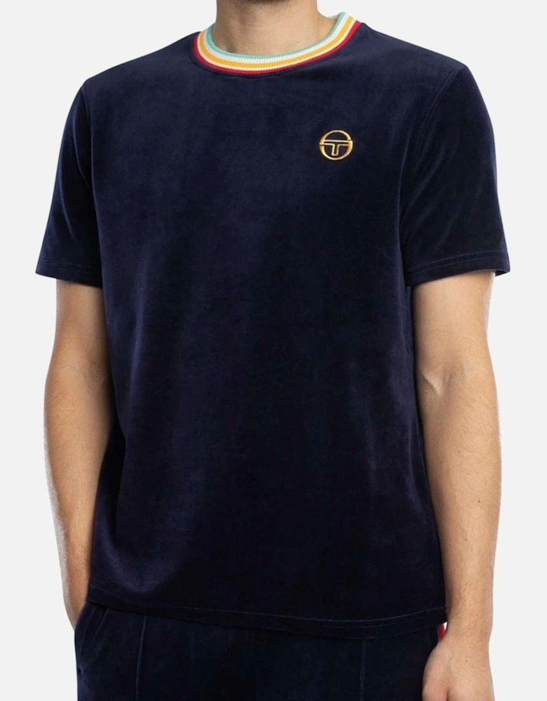 Slice Velour T-Shirt Maritime Blue/Gold