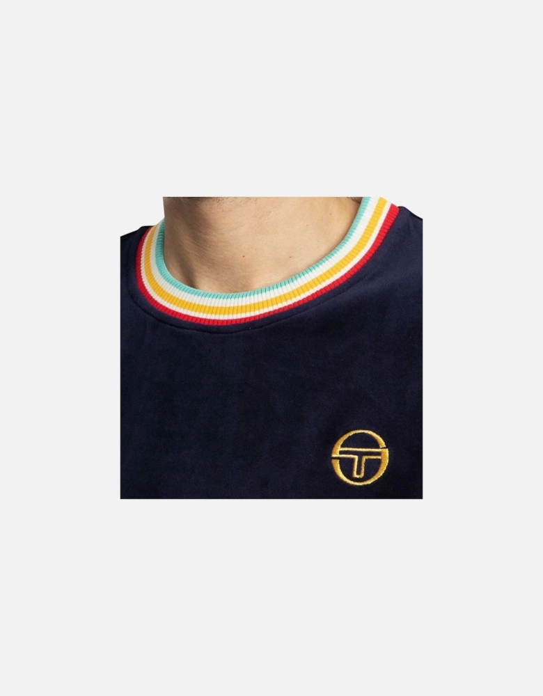 Slice Velour T-Shirt Maritime Blue/Gold