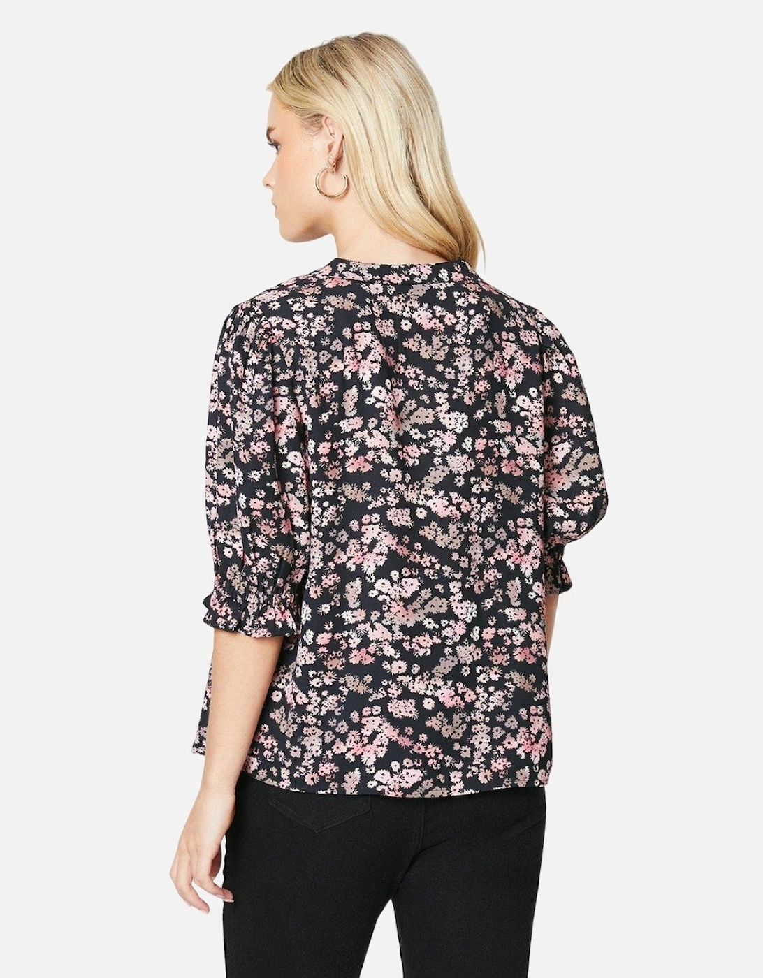 Womens/Ladies Floral Overhead Petite Half-Sleeved Blouse