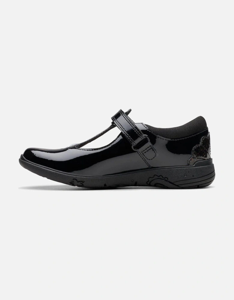 Relda Gem black patent school shoe