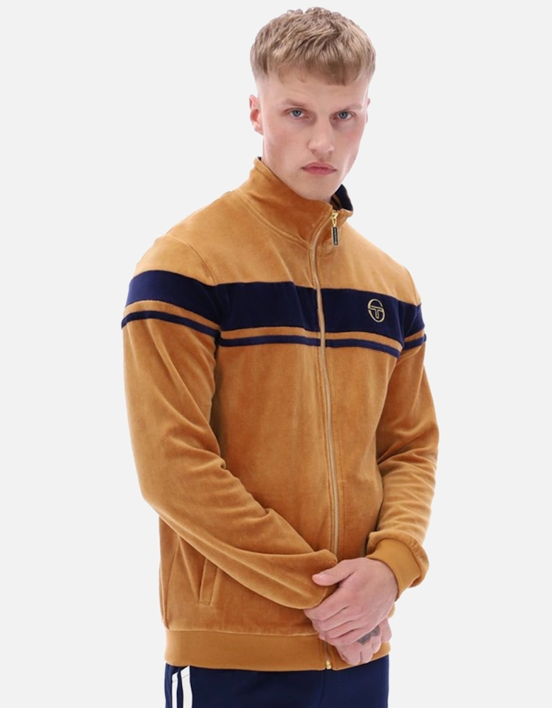 Damarindo Velour Track Top Jacket Almond/Maritime Blue