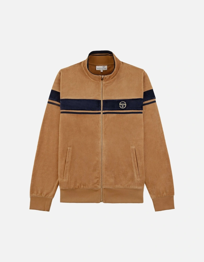 Damarindo Velour Track Top Jacket Almond/Maritime Blue