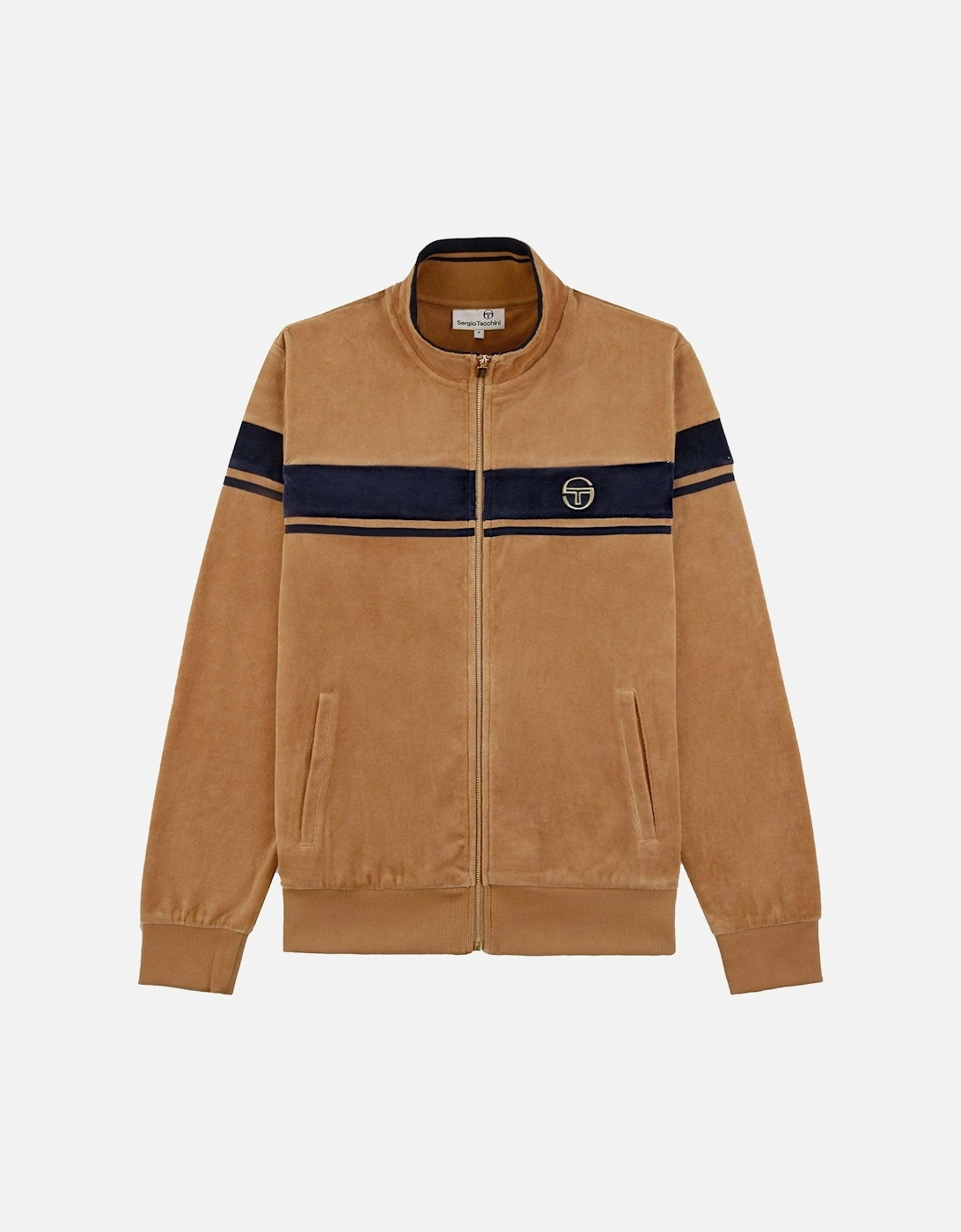 Damarindo Velour Track Top Jacket Almond/Maritime Blue, 5 of 4