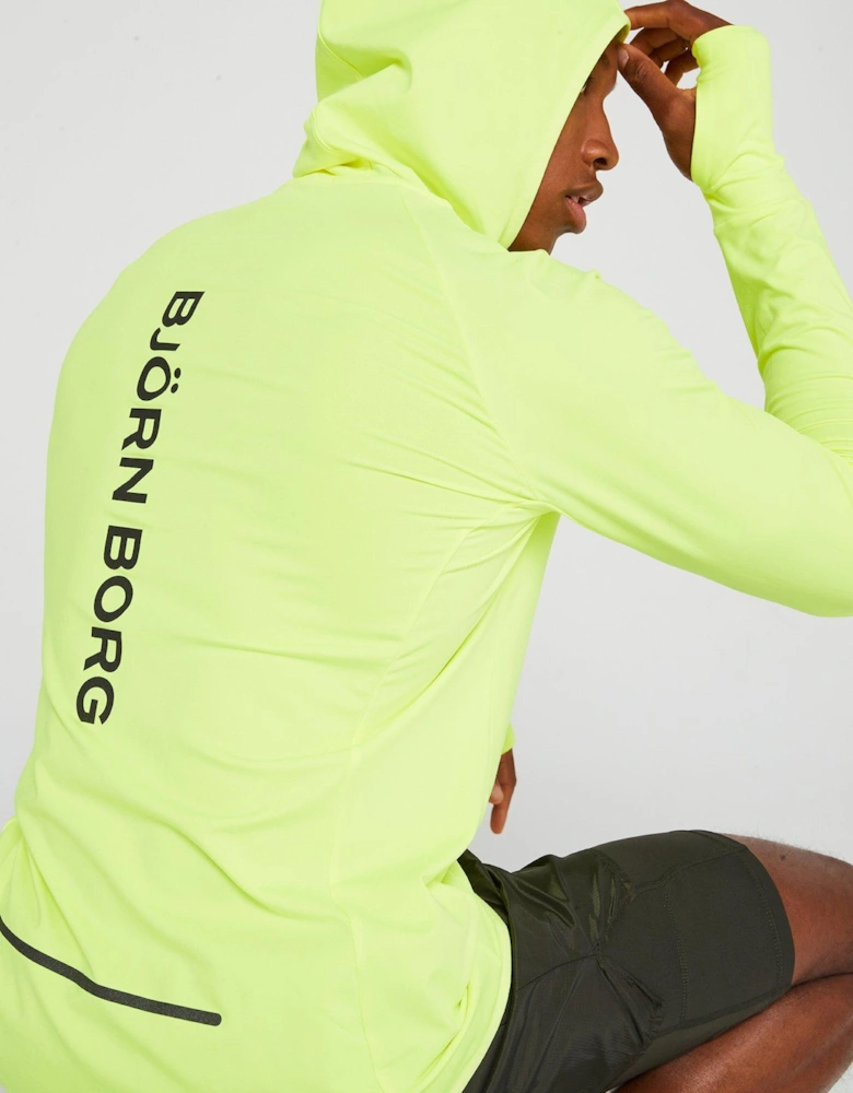 Mens Running Mid Layer Hoody -Yellow