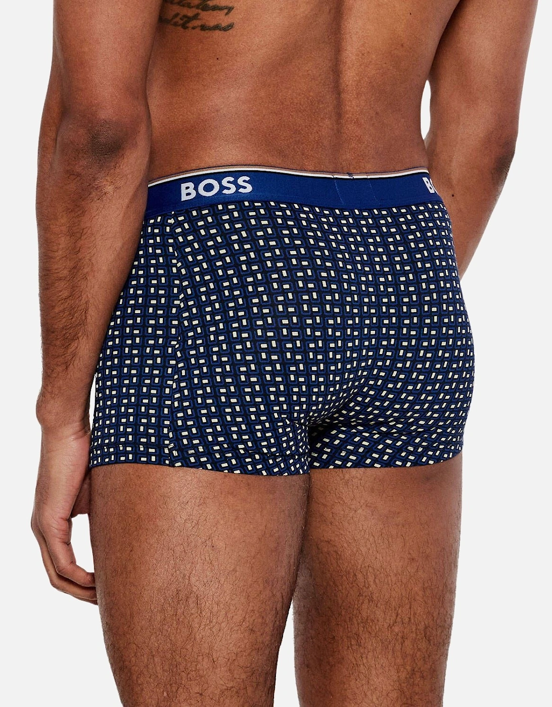 3-Pack Power Logo Geo Print Boxer Trunks, Blue/Navy