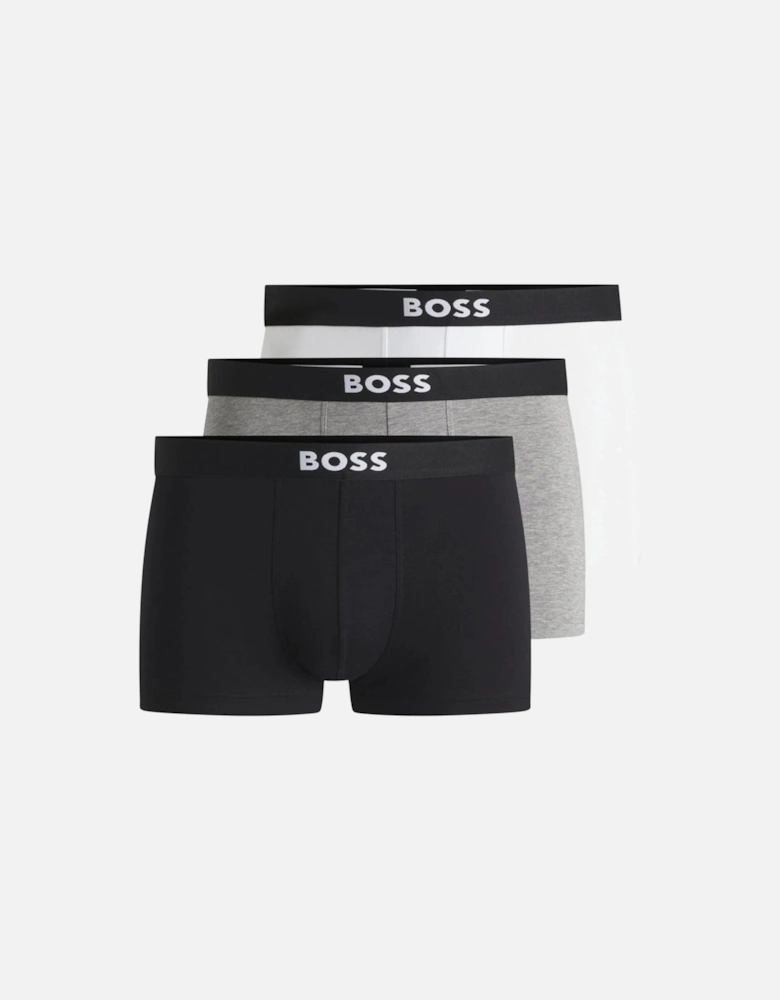 3-Pack Icon Boxer Trunks, Black/White/Grey