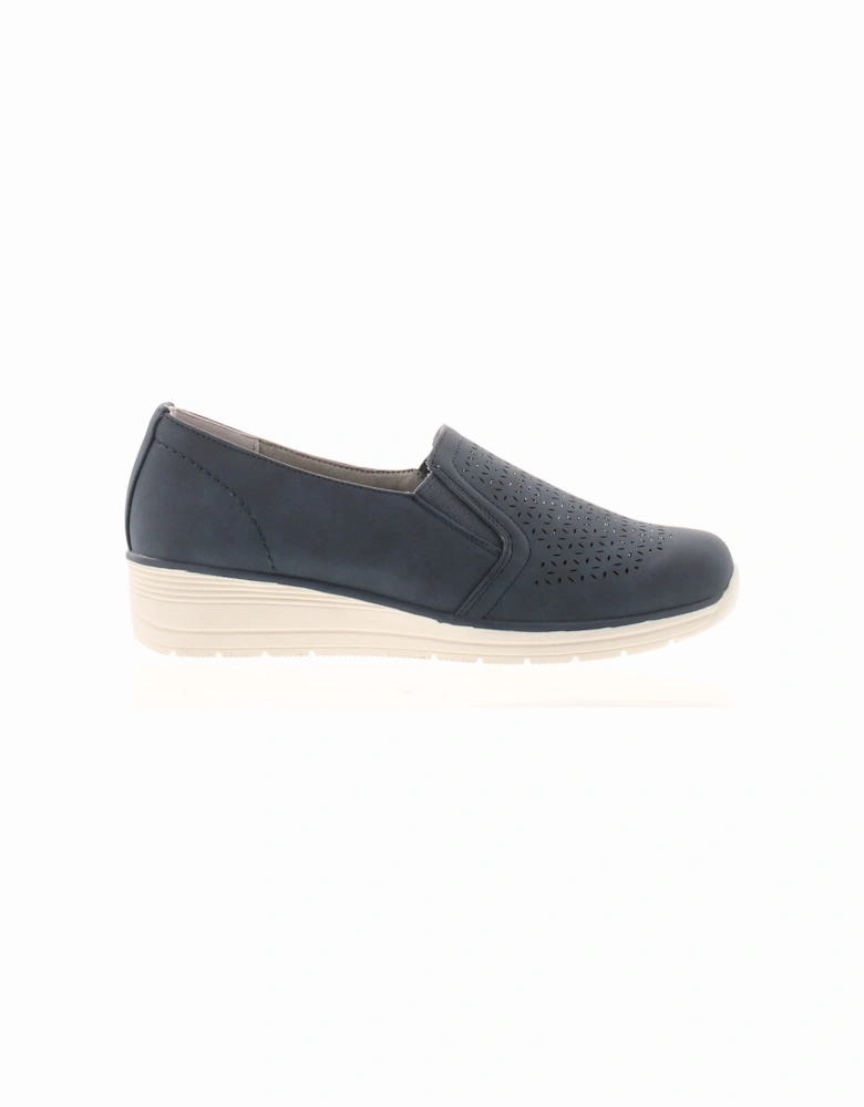 Womens Wedges Comfort Cathy Slip On navy UK Size