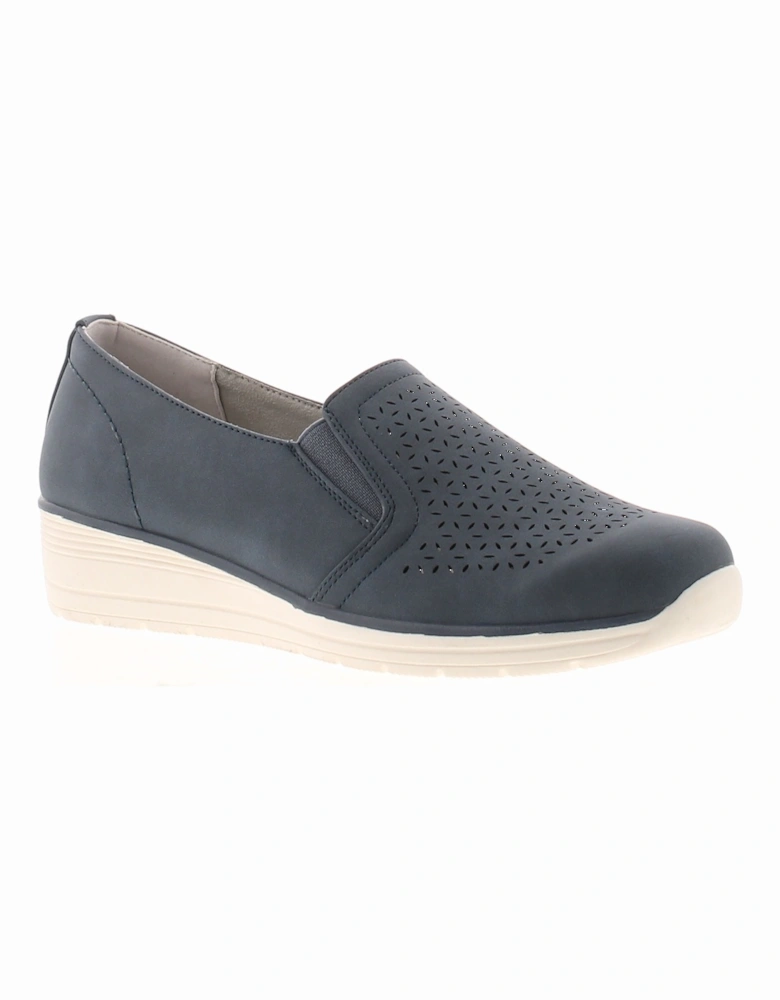 Womens Wedges Comfort Cathy Slip On navy UK Size