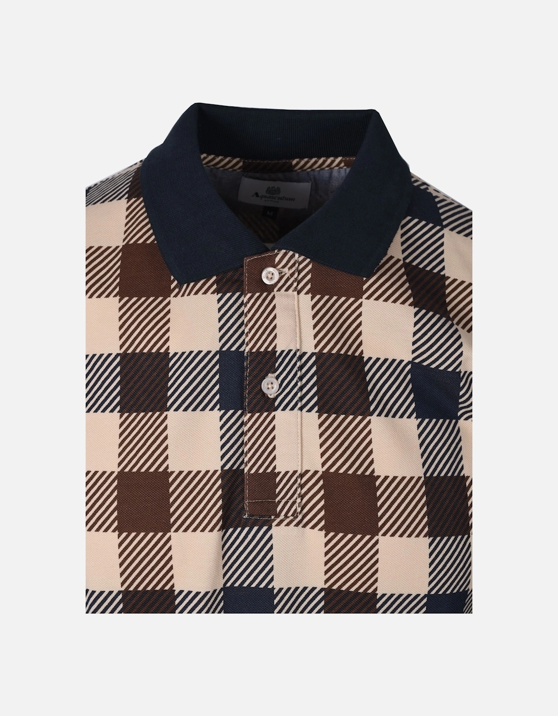 Macro Check Polo Shirt Navy