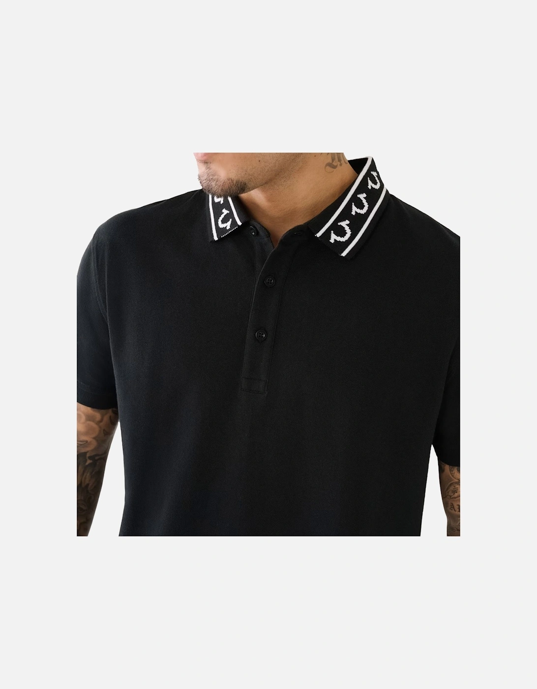 Mens Polo Shirt Relaxed Fit Branded Collar SS Pique Polo Shirts