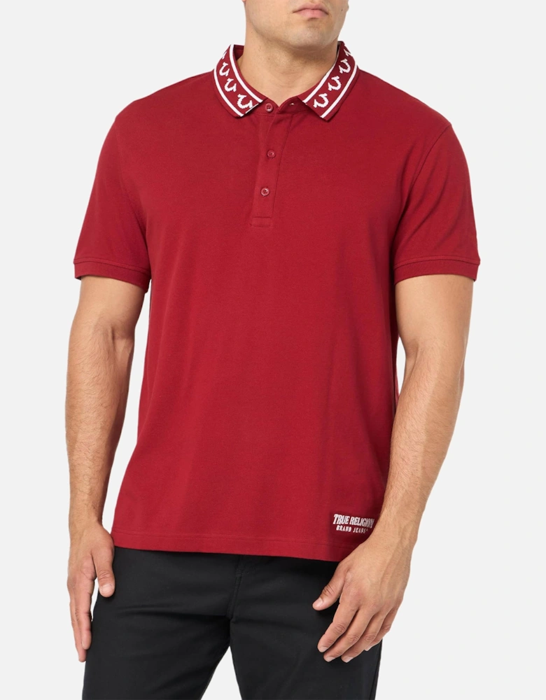 Mens Polo Shirt Relaxed Fit Branded Collar SS Pique Polo Shirts