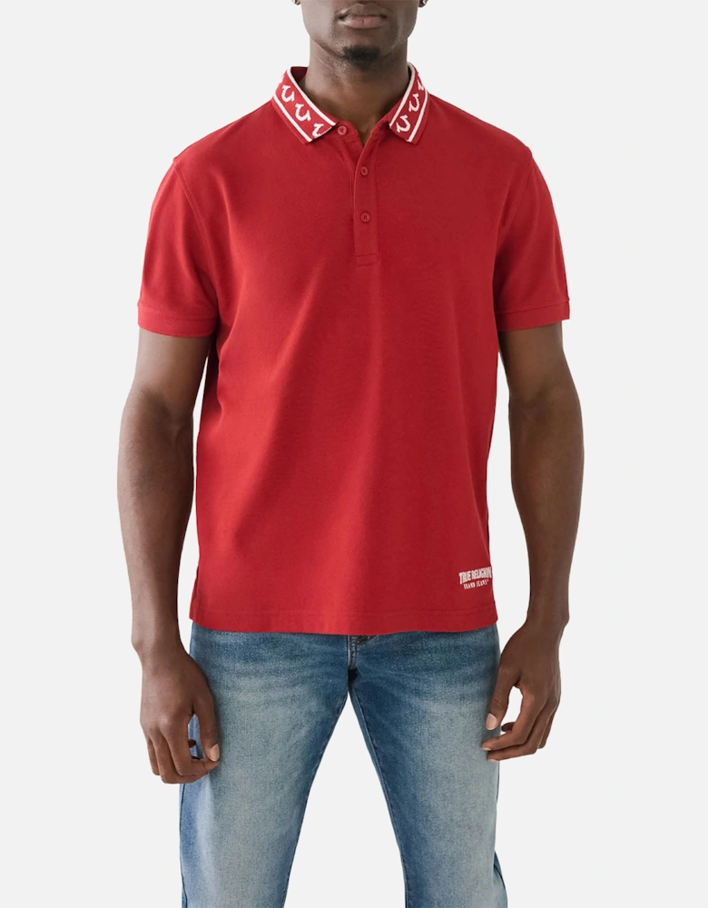 Mens Polo Shirt Relaxed Fit Branded Collar SS Pique Polo Shirts