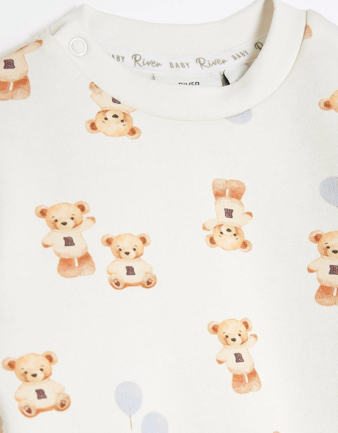 Baby Boys Bear Balloon Sweatshirt Set - Cream