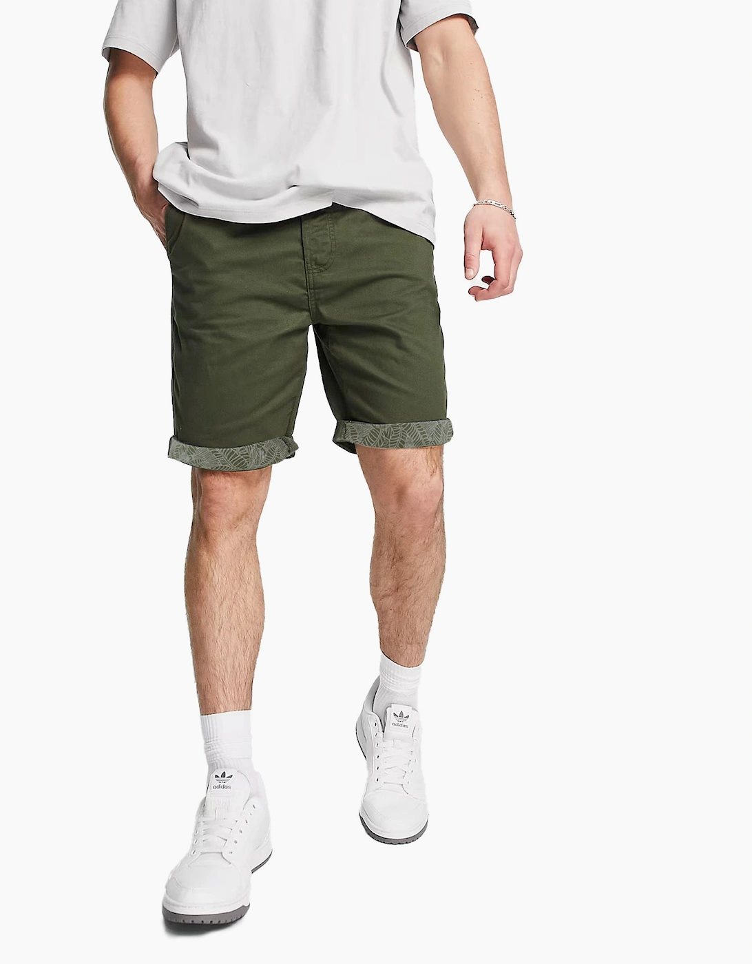 Threadbare Men's THREADBARE Mens Chino Shorts Cotton Knee Length Summer Bermuda Casual Shorts NEW - Green