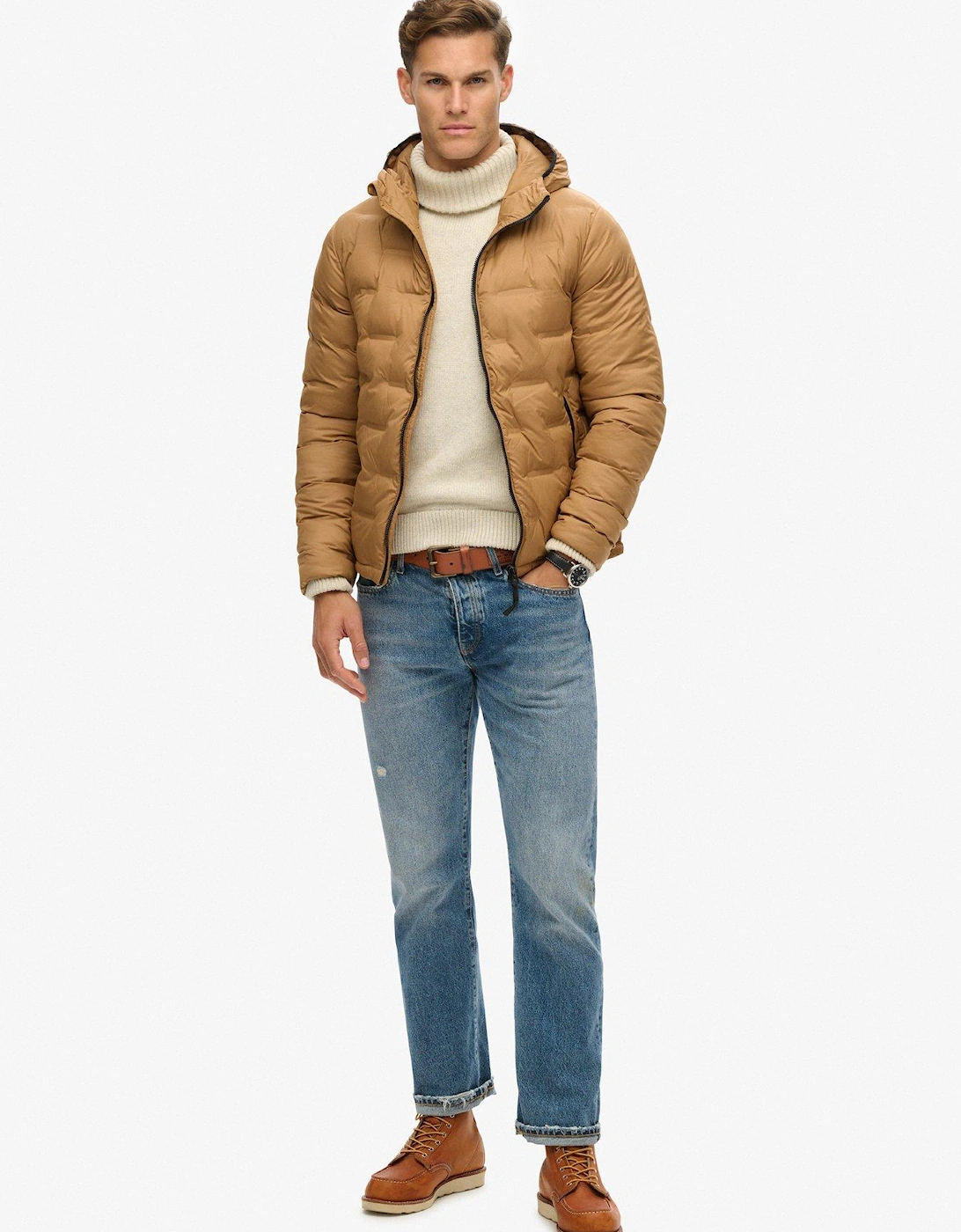 Studios Quilted Padded Jacket - Light Brown