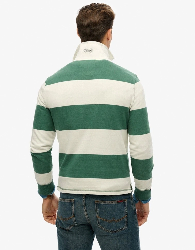 Men's Vintage Athletic Rugby Shirt Green Stripe