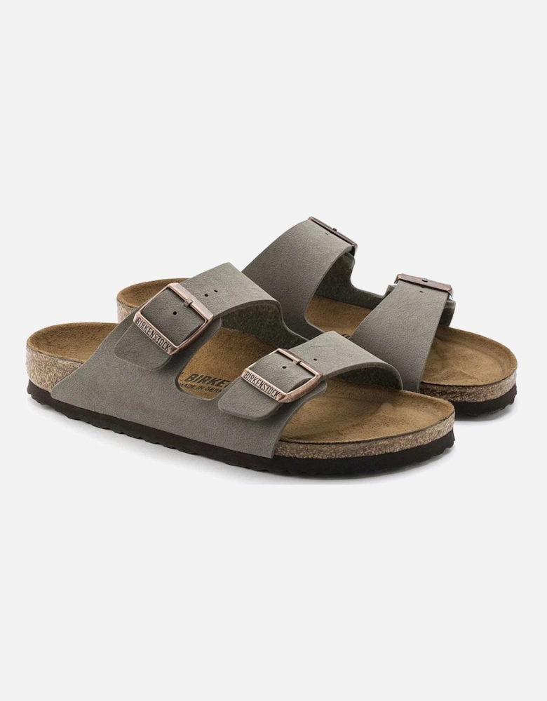 Birkenstock Women's Arizona Birko-Flor Birkibuc Regular Fit Stone