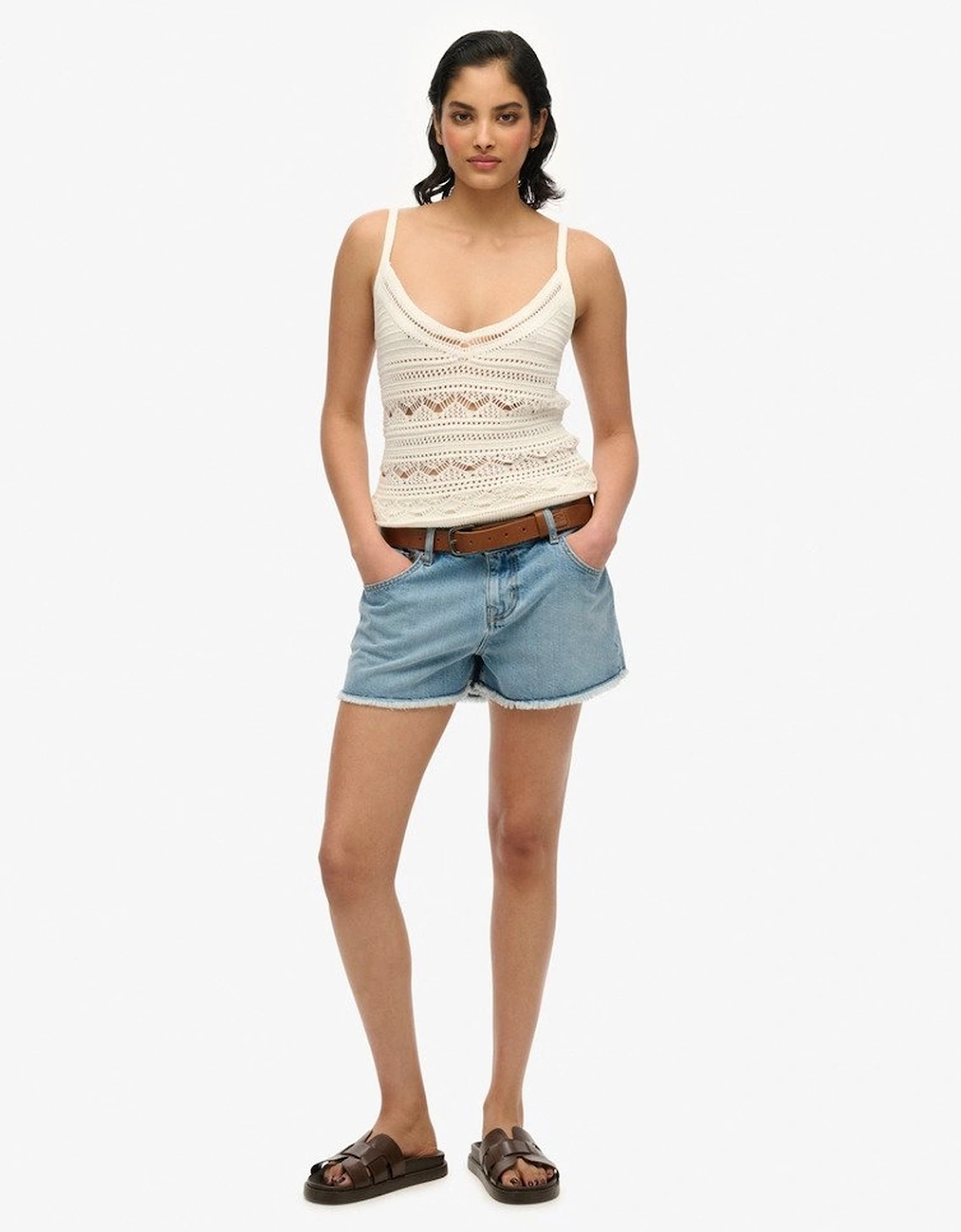 Women's Mid Rise Denim Hot Short Ice Pool Pale Blue